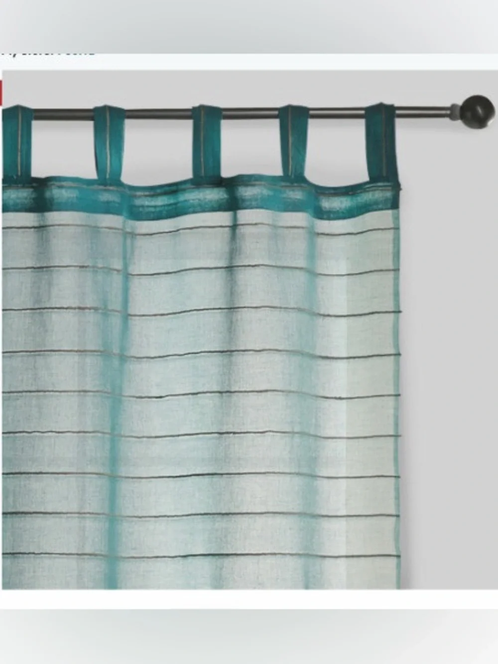 Cost Plus World Market Sahaj Teal Jute Striped Curtains 45”x96” Set of 2